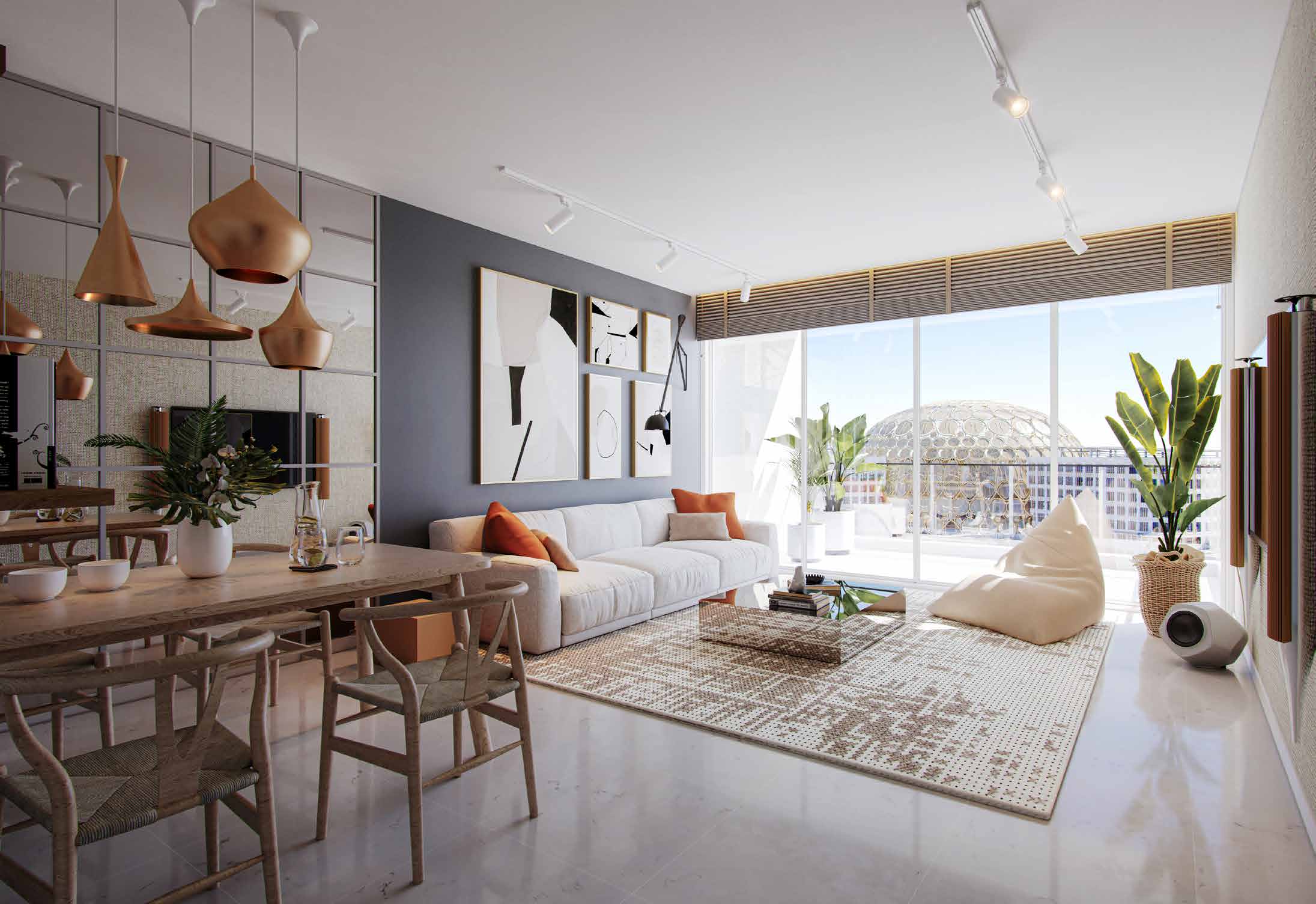 Spacious living rooms with natural lighting at Sidr and Sky Residences