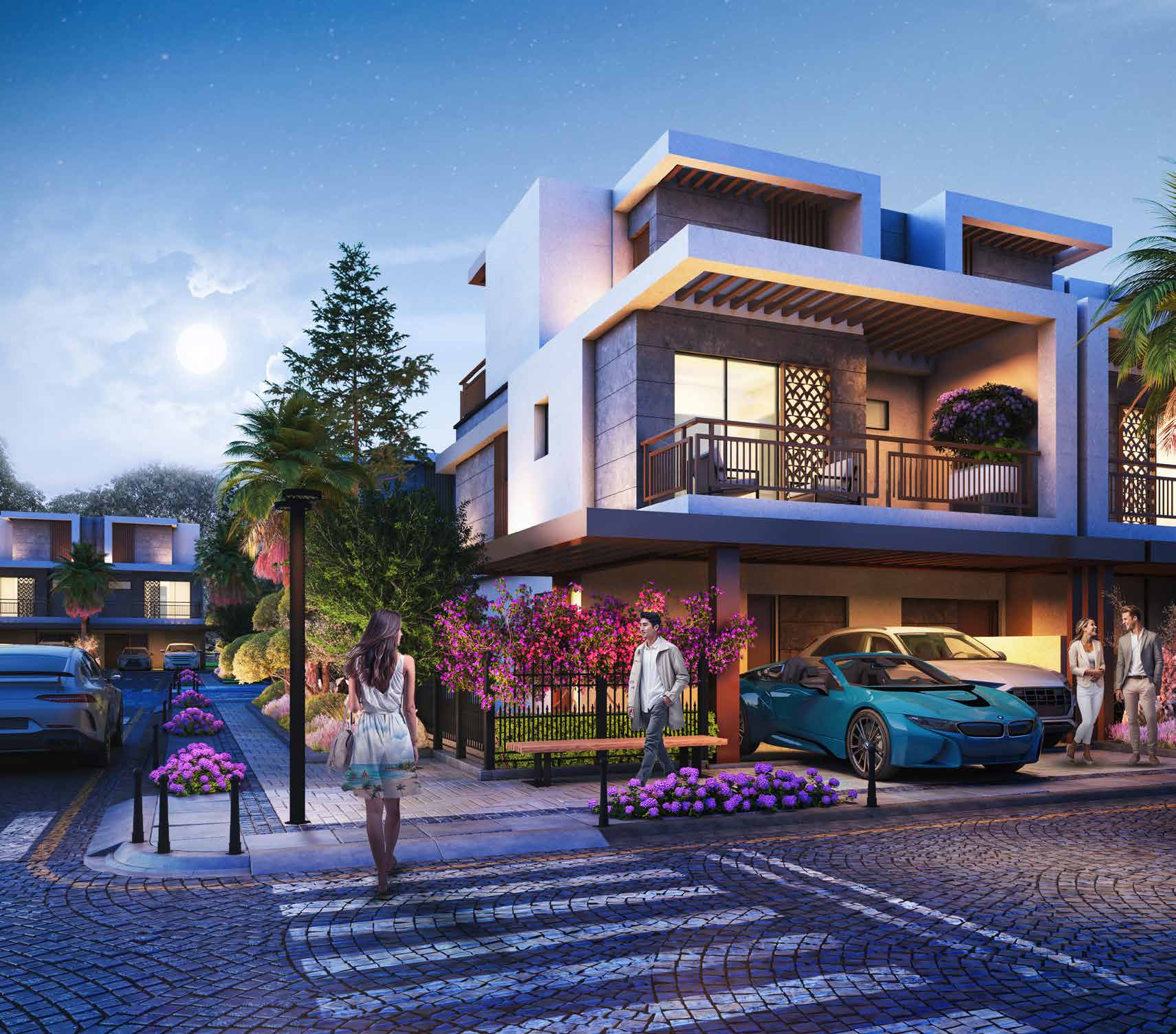 Architectural design inspired by violet flowers at DAMAC Violet community
