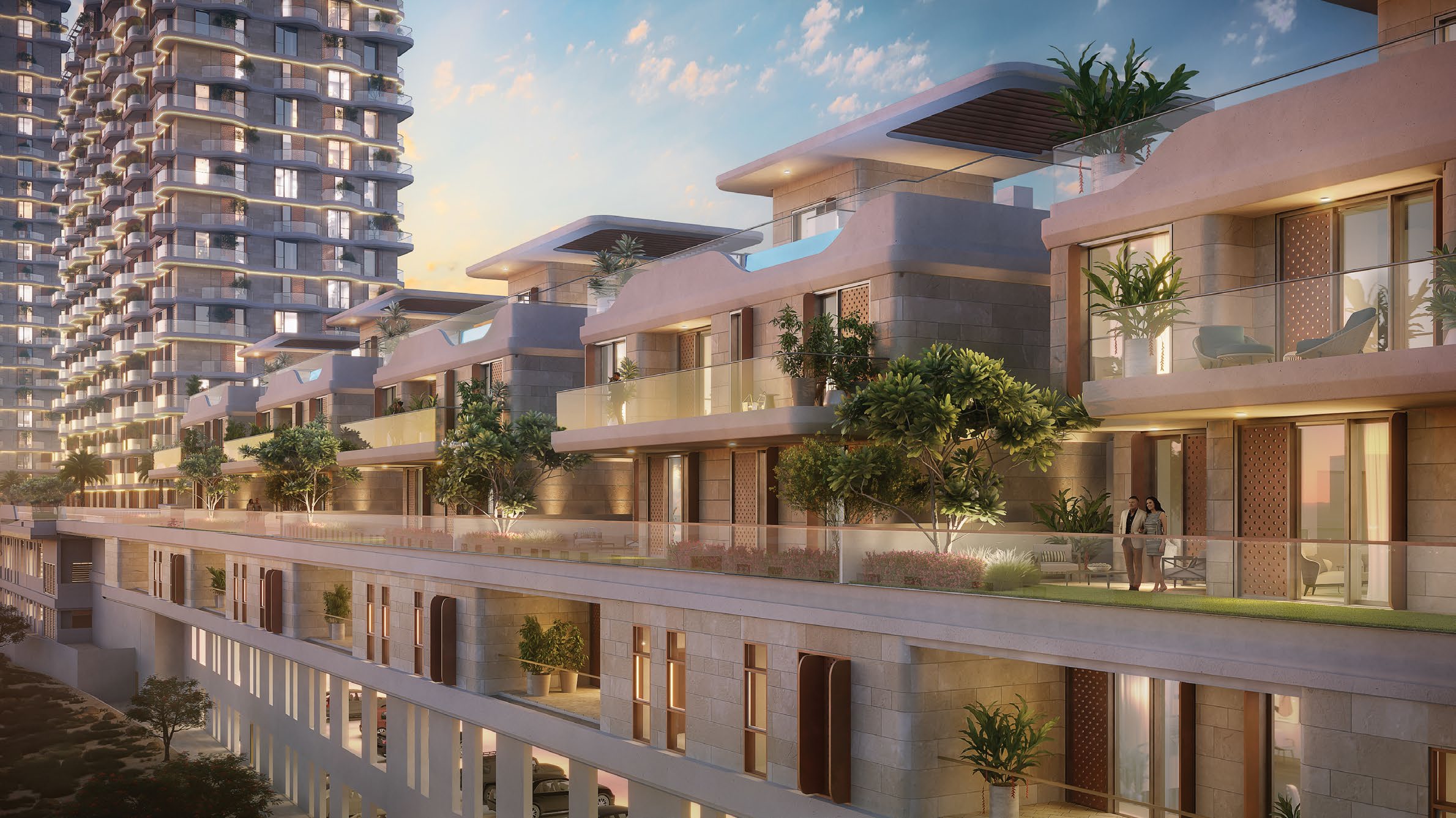 Infinity pool and leisure deck at Takaya Motor City Takaya by Union Properties