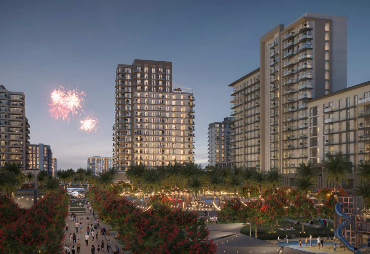 Walking paths and landscaped gardens at Alton Dubai