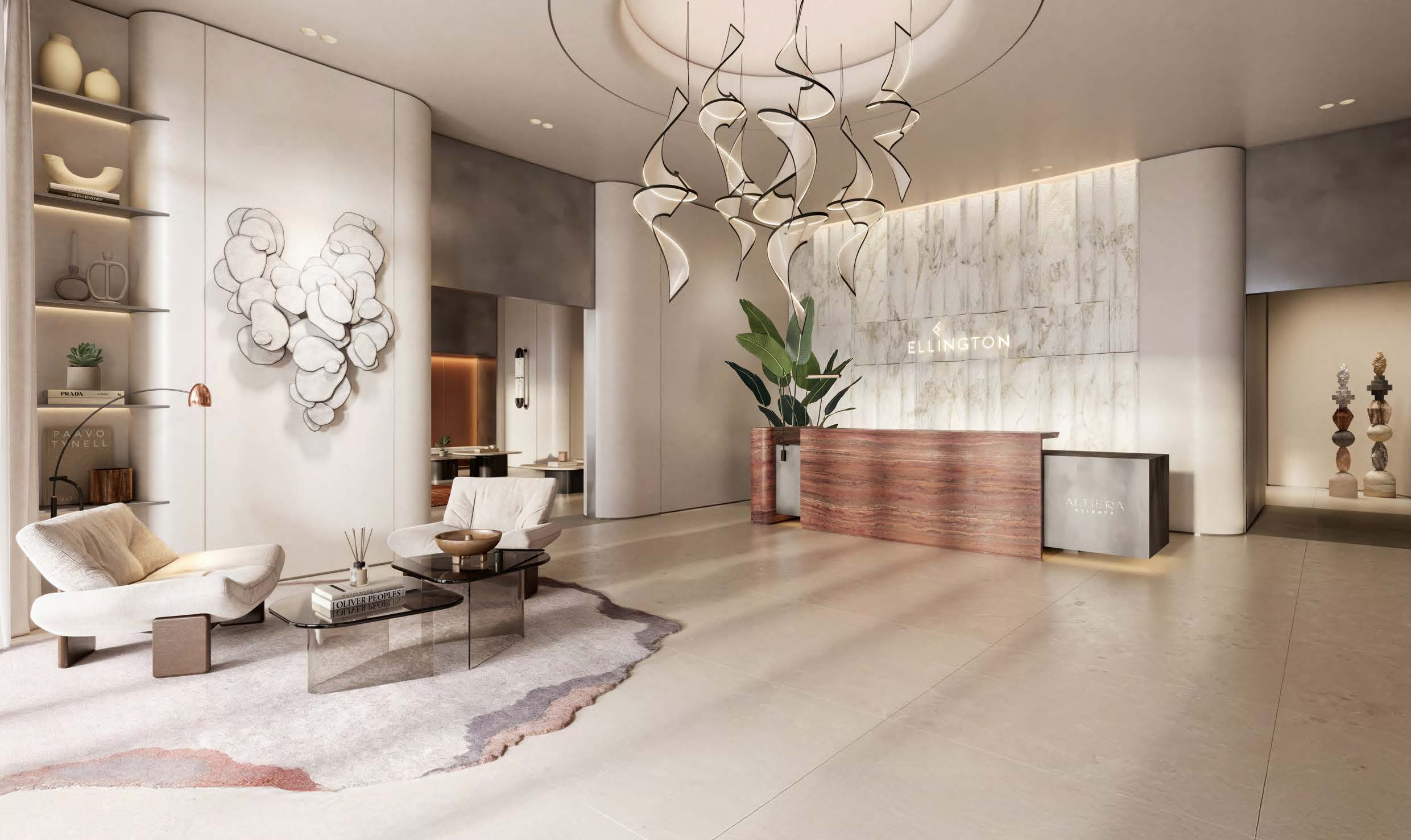 Lobby and reception area in Altiera Heights residential tower