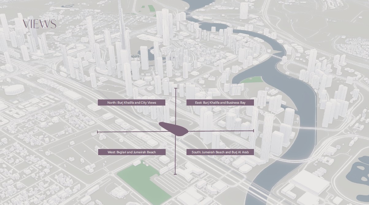 usiness Bay skyline with Lumena tower positioned near Dubai Canal