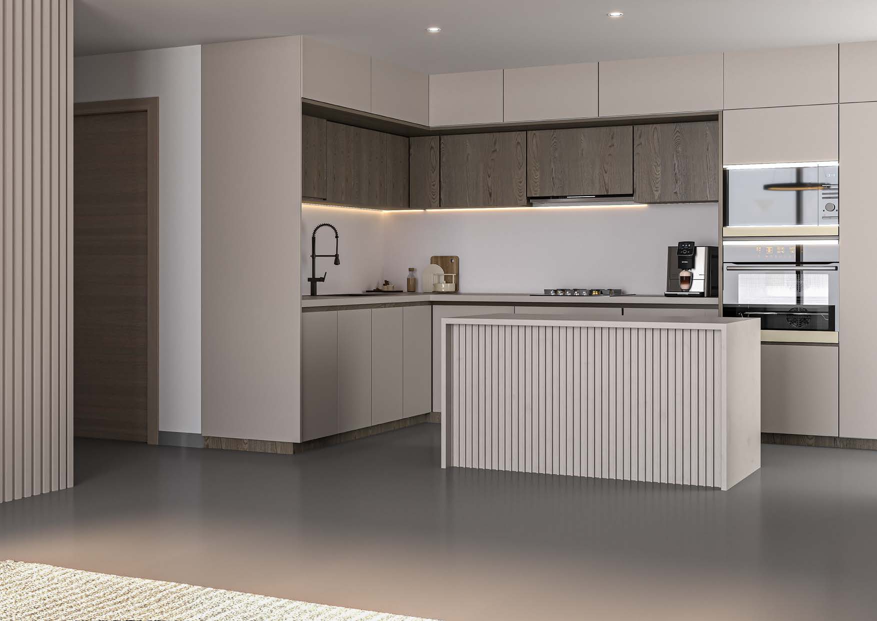 Contemporary façade of Berkeley Square apartments in Jumeirah Village Circle