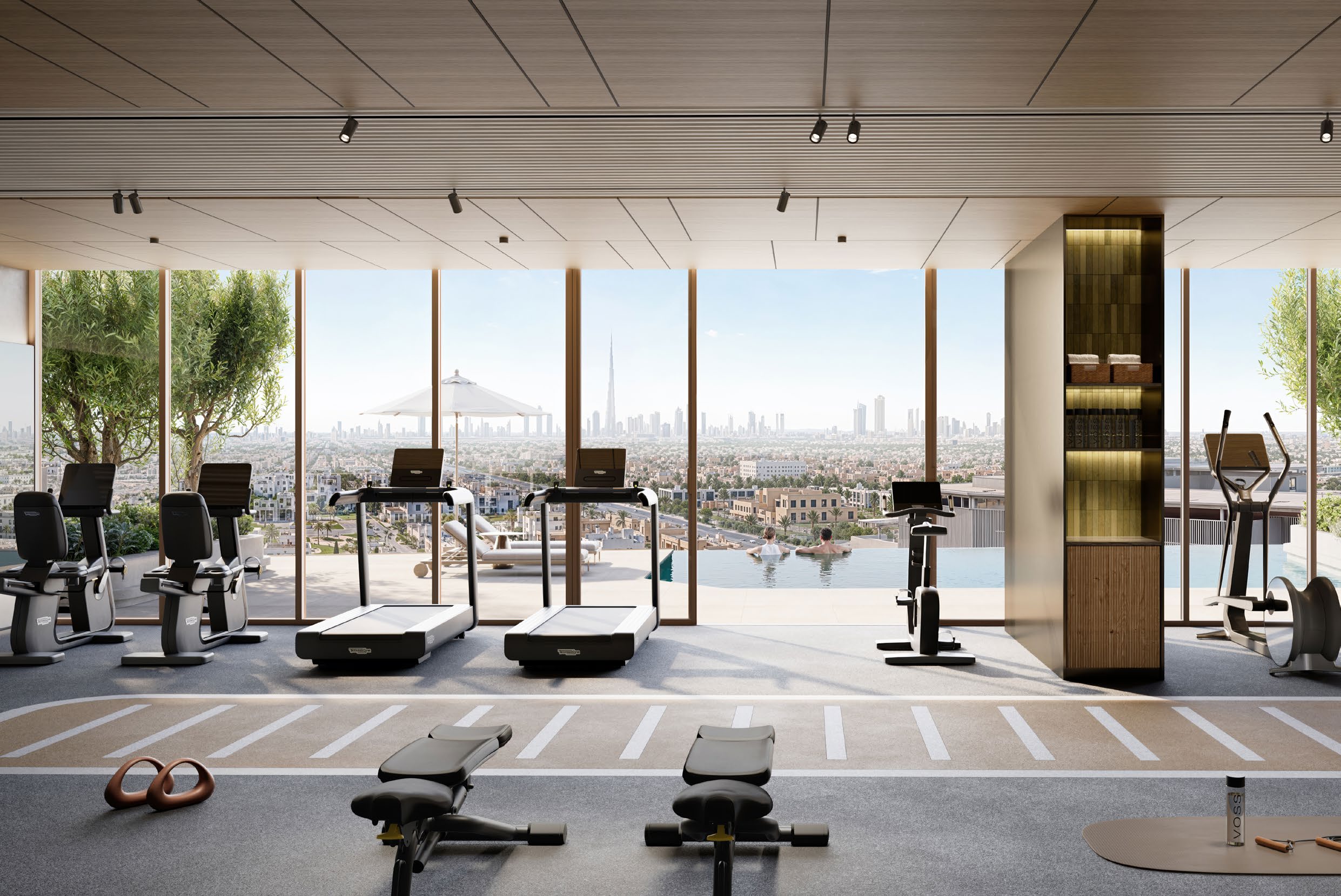 Modern architecture and skybridge design at MJL Nourelle by Meraas in Jumeirah, Dubai